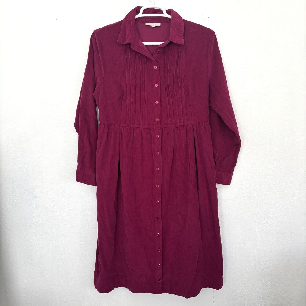 Womans Cottage Preppy Corduroy Midi Dress 16W Burgundy Teacher Y2K Soft Grunge
